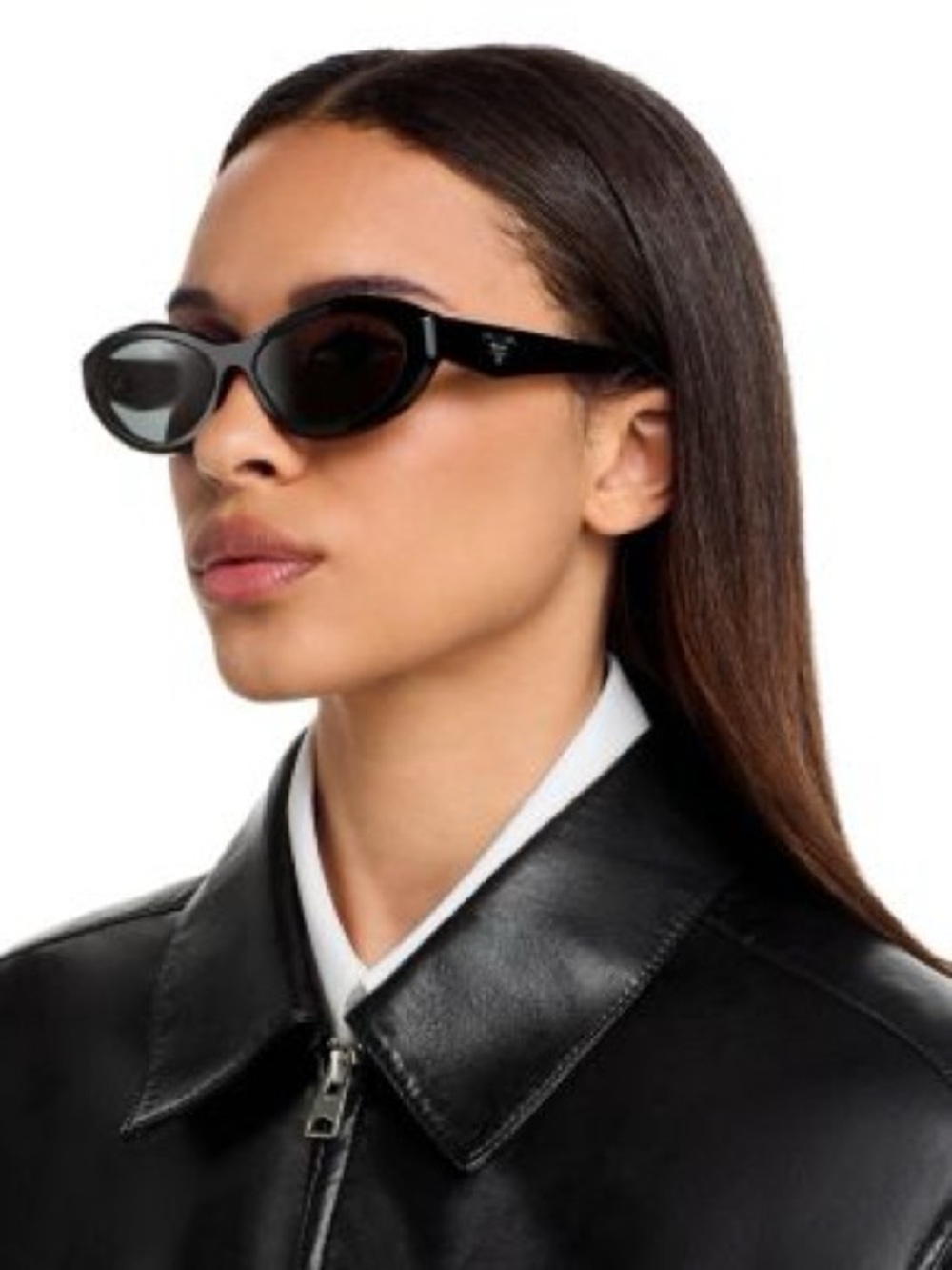 PRADA Sunglasses Symbole Small Oval Acetate Black